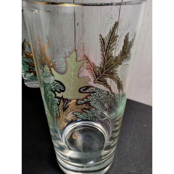 Vintage Gold Leaf Overlay mid-century drinking glasses X6 - Picture 5 of 10